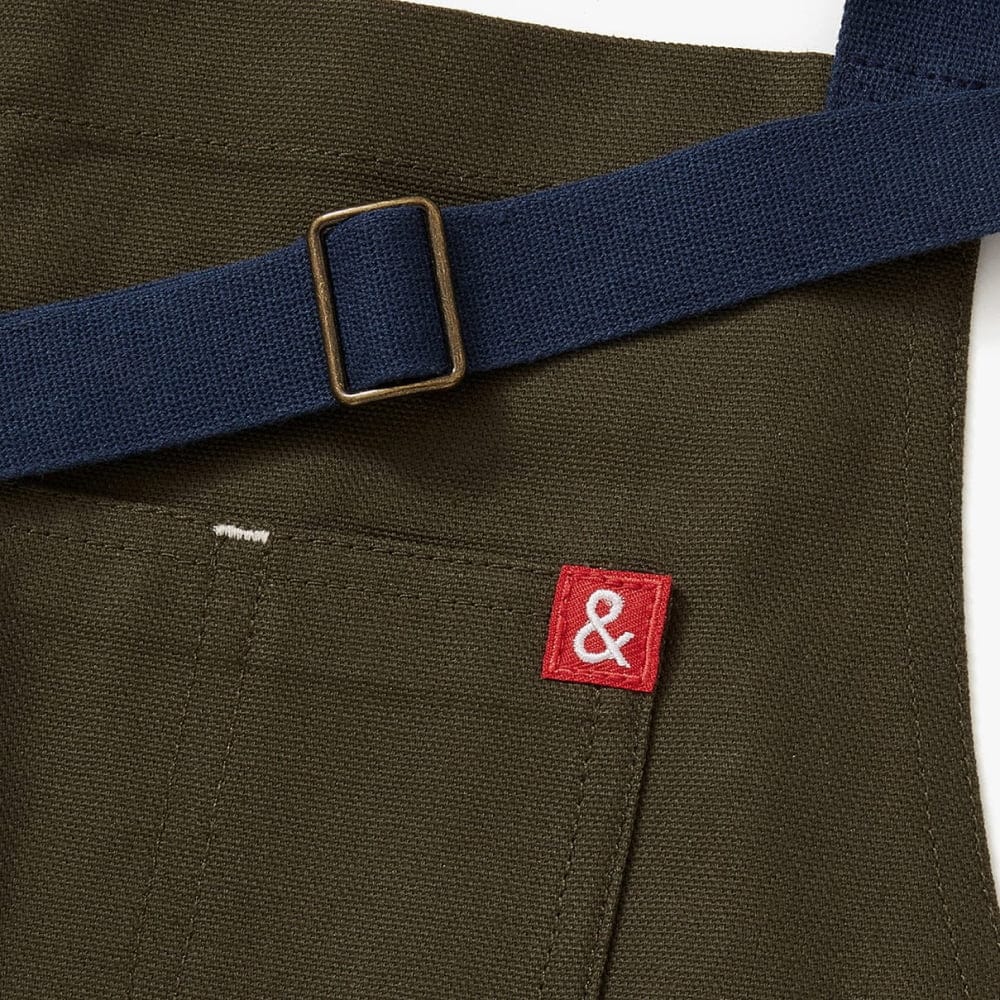 The Essential Apron - Olive Green Navy Straps
