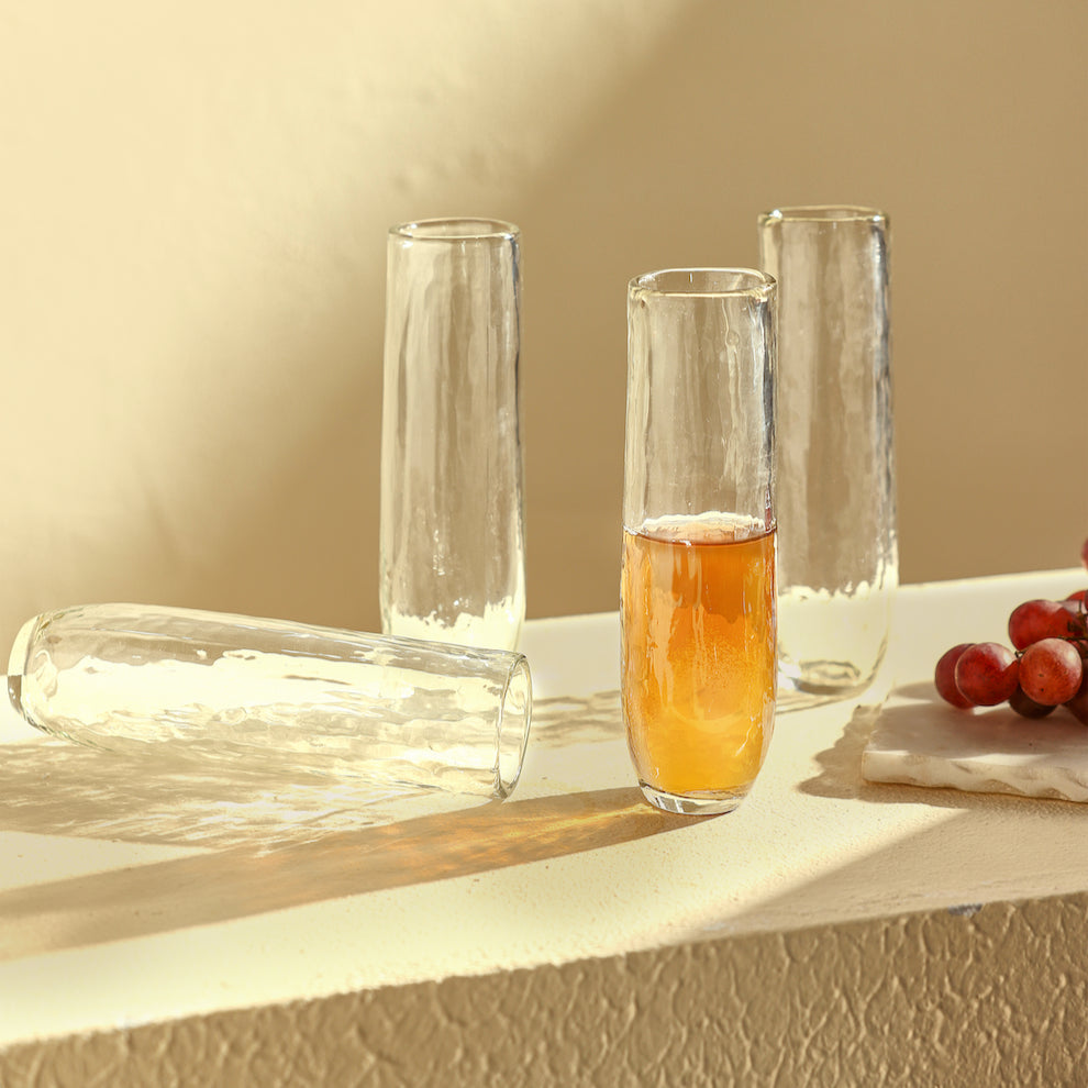 Pebbled Stemless Flutes - Set of 4