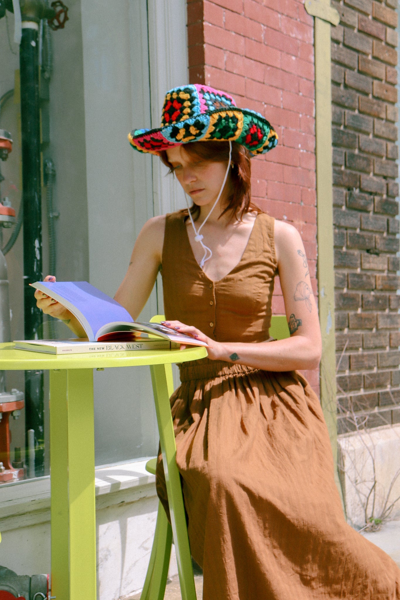 antique brown pull-on skirt with top set