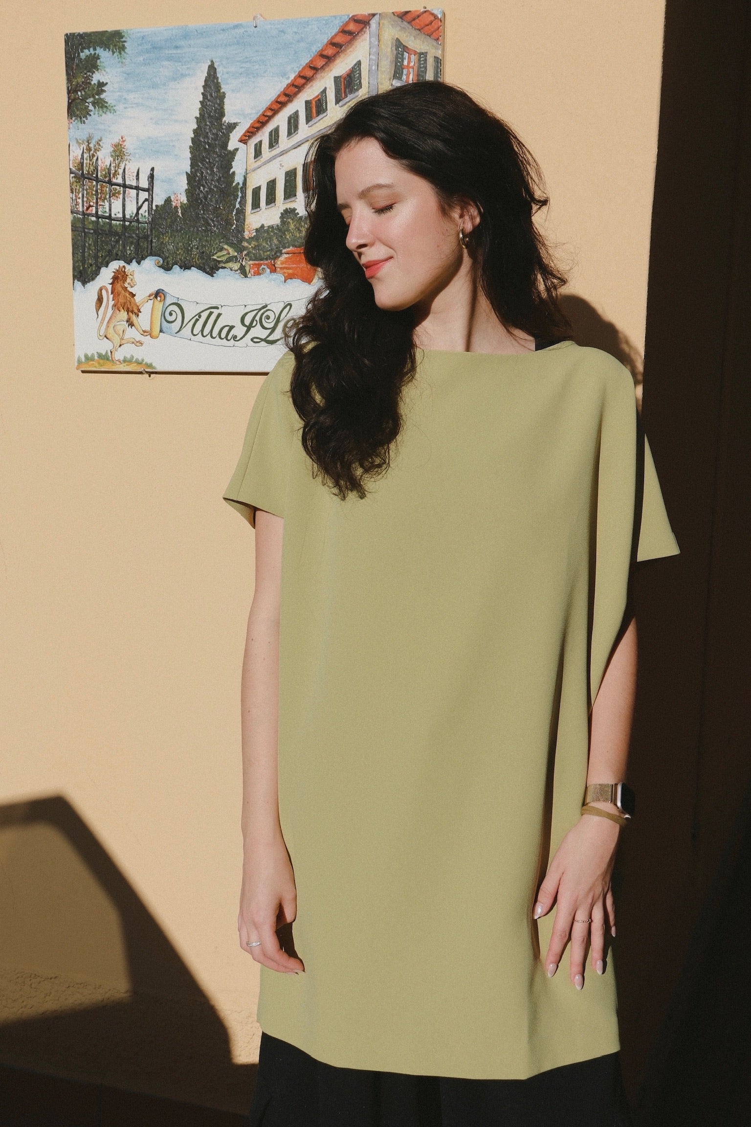 angle open back dress