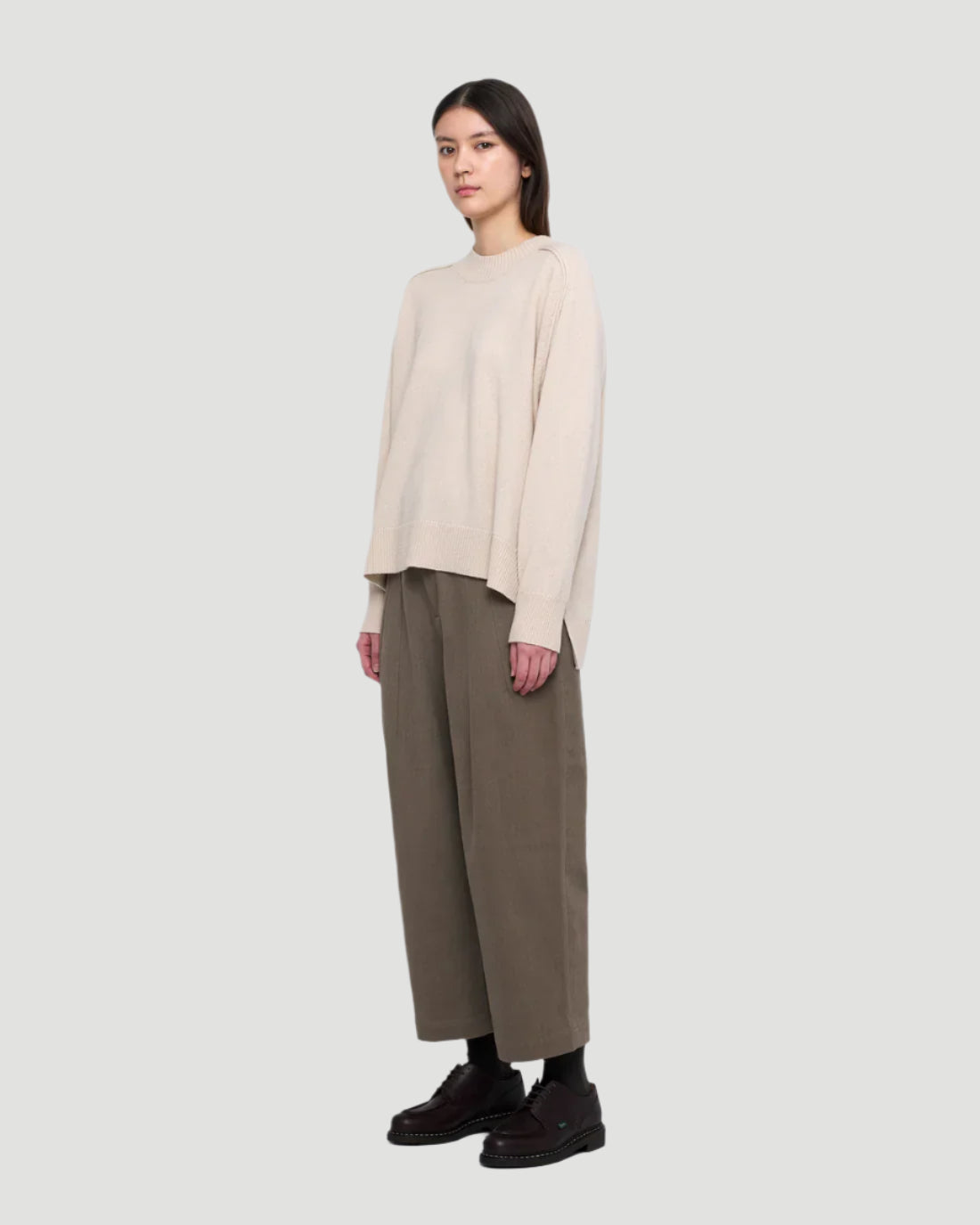 relaxed rolled seam sweater