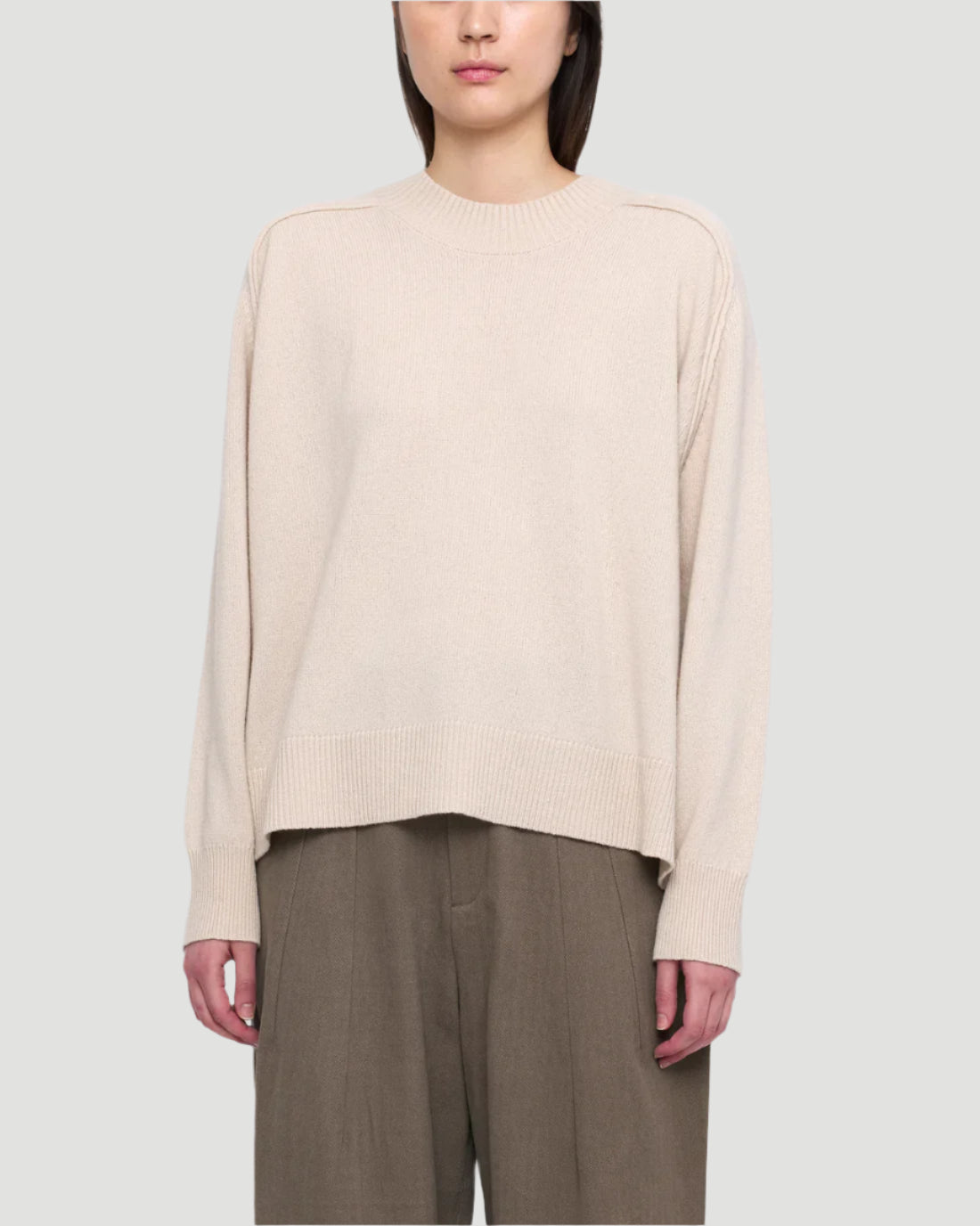 relaxed rolled seam sweater
