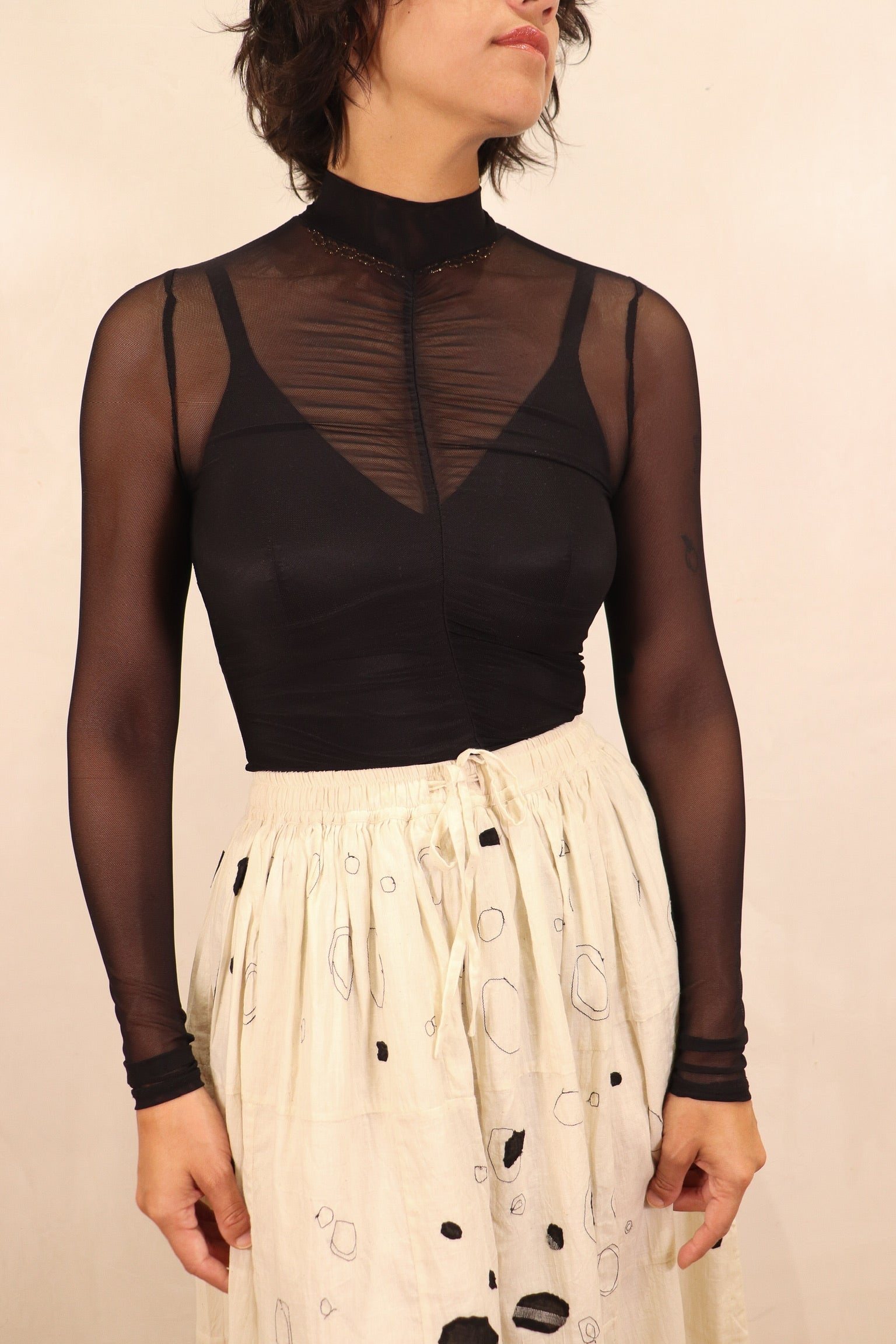 liz shirred mesh top