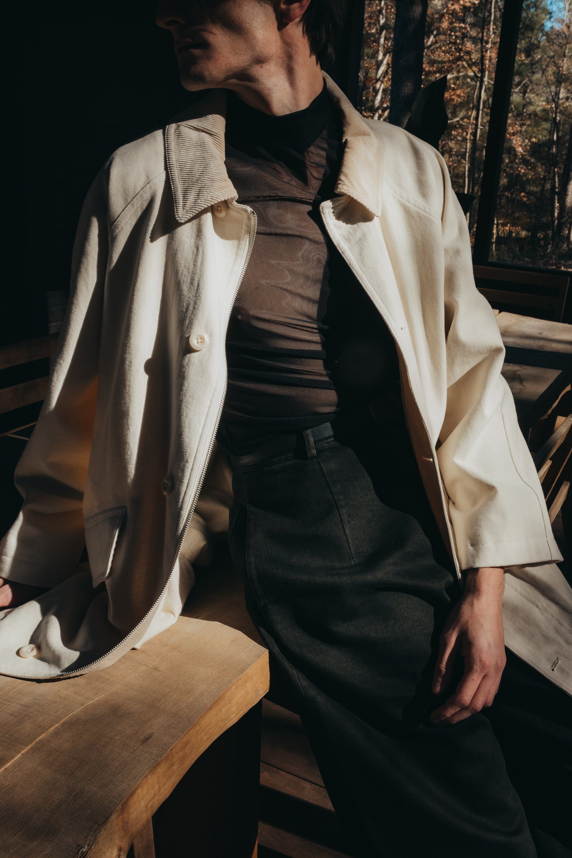 mid-length duster coat