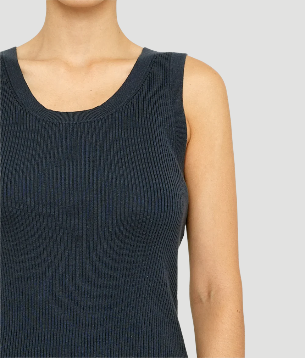 linen scoop neck knit tank