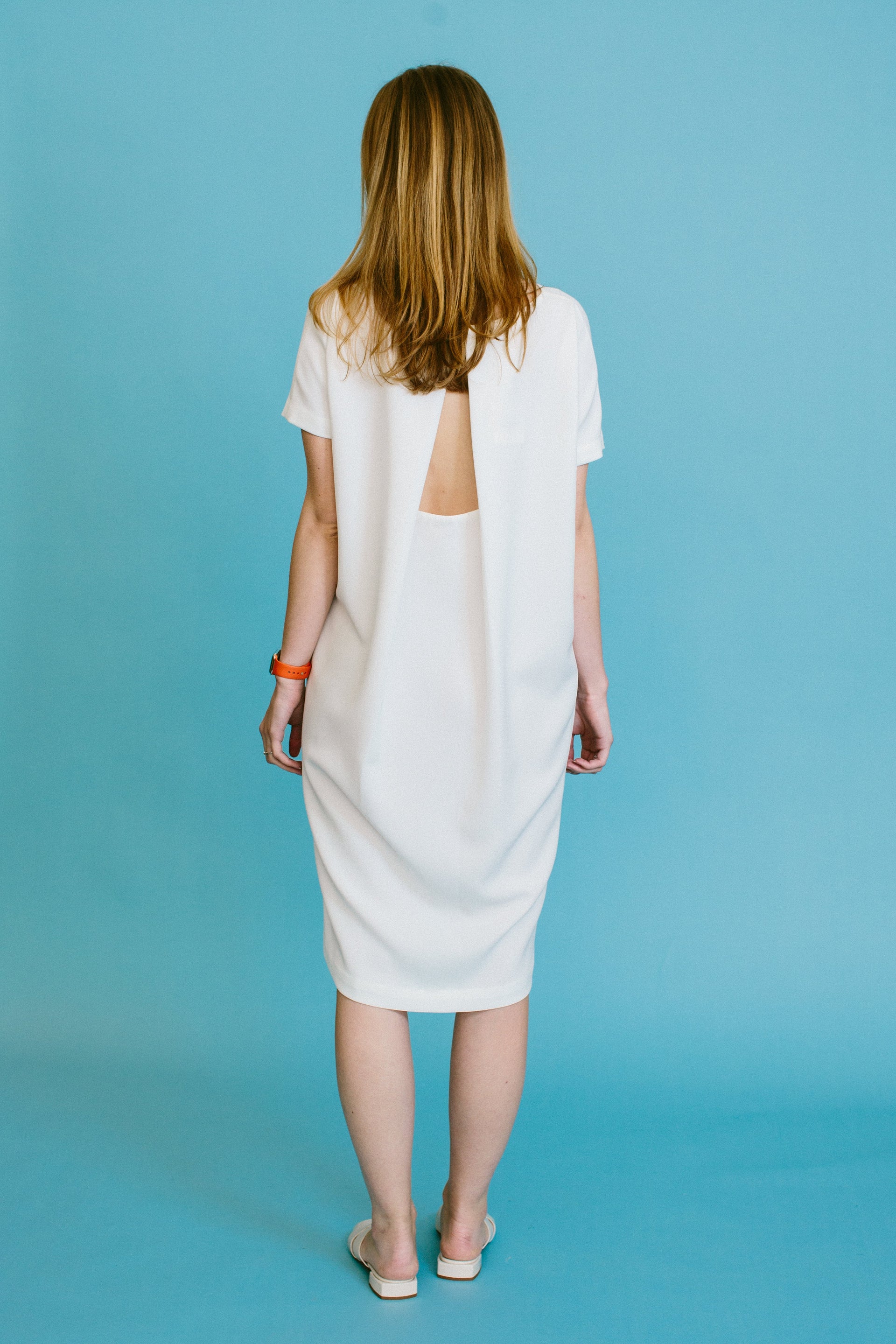 triangle open back dress